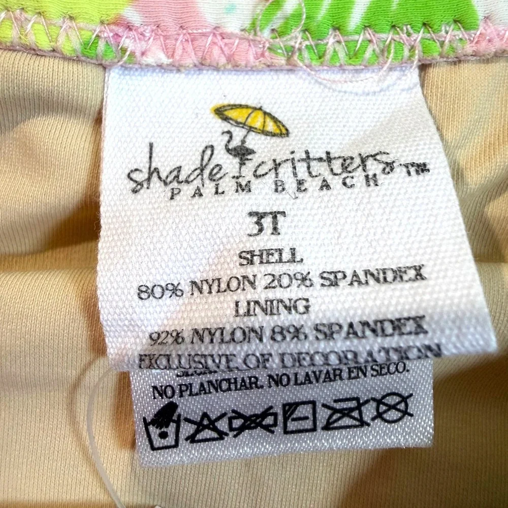 Shade Critters Swimsuit Girls 3T Pink Green Palm‎ Beach Leopard Tropical Beach